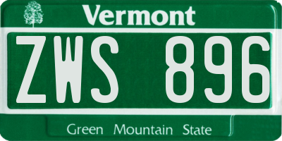 VT license plate ZWS896
