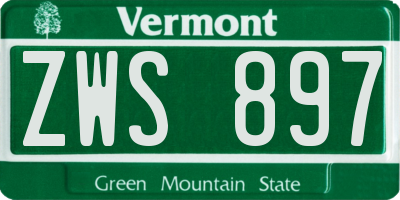 VT license plate ZWS897