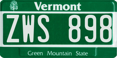 VT license plate ZWS898