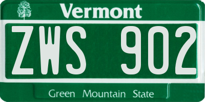 VT license plate ZWS902