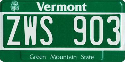 VT license plate ZWS903