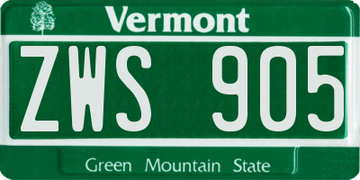 VT license plate ZWS905