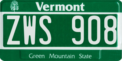 VT license plate ZWS908