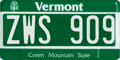 VT license plate ZWS909