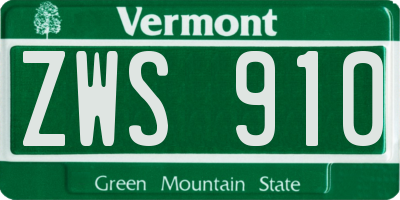 VT license plate ZWS910
