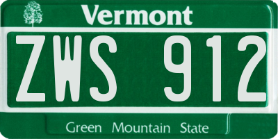 VT license plate ZWS912