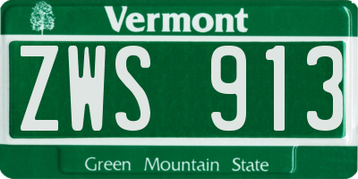 VT license plate ZWS913