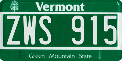 VT license plate ZWS915