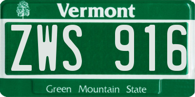 VT license plate ZWS916