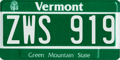 VT license plate ZWS919