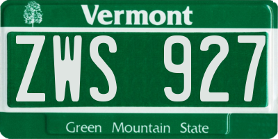 VT license plate ZWS927