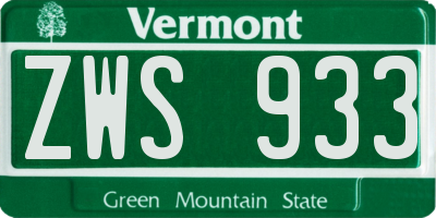 VT license plate ZWS933