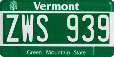 VT license plate ZWS939