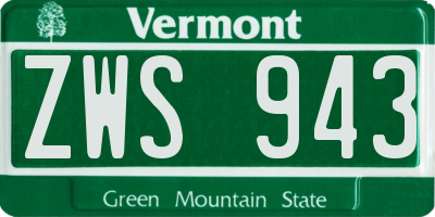 VT license plate ZWS943