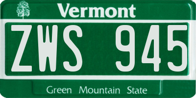 VT license plate ZWS945