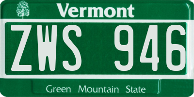 VT license plate ZWS946