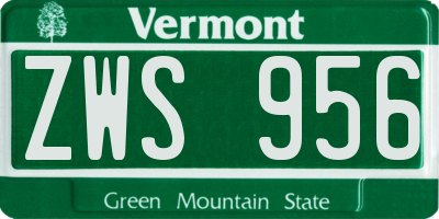 VT license plate ZWS956