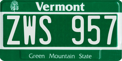 VT license plate ZWS957