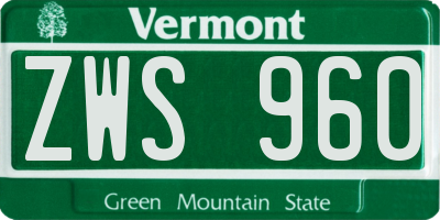 VT license plate ZWS960