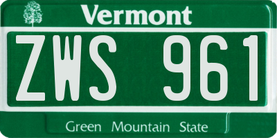 VT license plate ZWS961