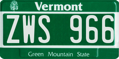 VT license plate ZWS966