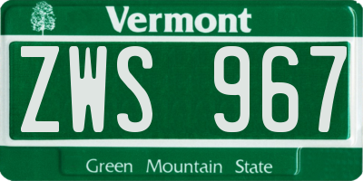 VT license plate ZWS967