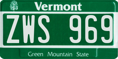 VT license plate ZWS969