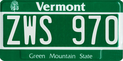 VT license plate ZWS970