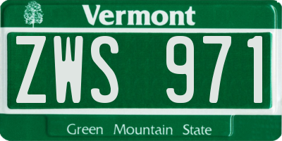 VT license plate ZWS971
