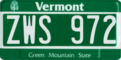 VT license plate ZWS972