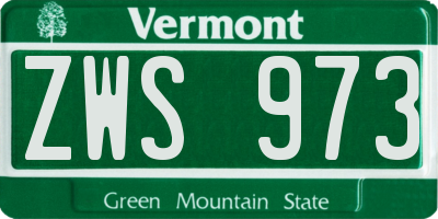 VT license plate ZWS973