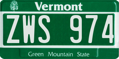 VT license plate ZWS974