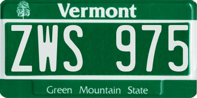VT license plate ZWS975