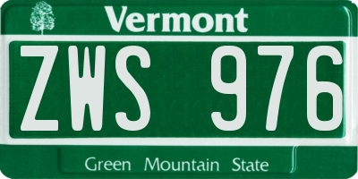VT license plate ZWS976