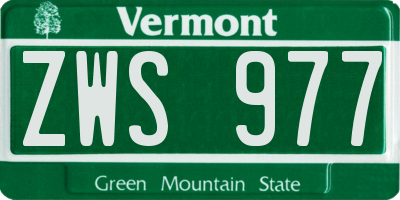 VT license plate ZWS977