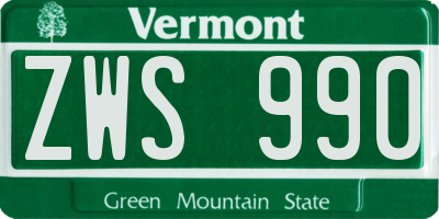 VT license plate ZWS990