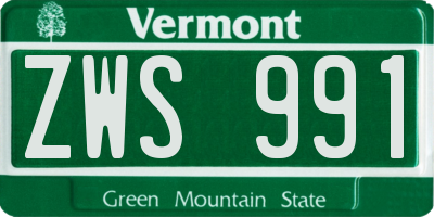 VT license plate ZWS991