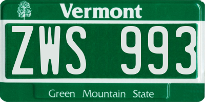VT license plate ZWS993