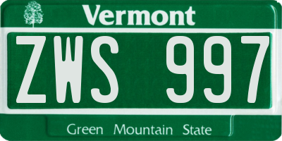 VT license plate ZWS997