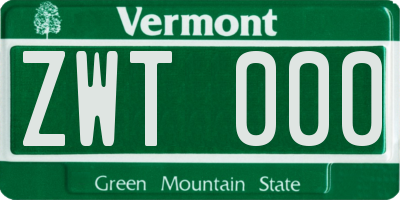VT license plate ZWT000