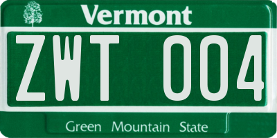 VT license plate ZWT004