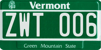 VT license plate ZWT006