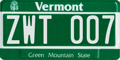 VT license plate ZWT007