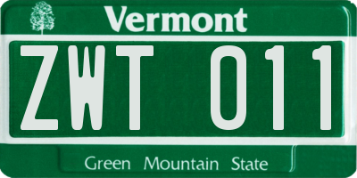 VT license plate ZWT011