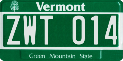 VT license plate ZWT014