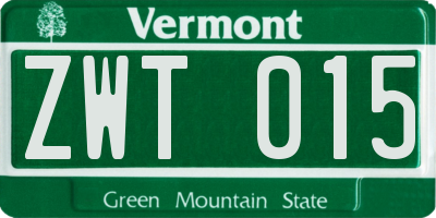 VT license plate ZWT015