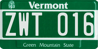 VT license plate ZWT016
