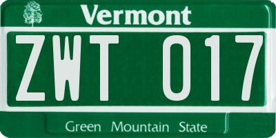 VT license plate ZWT017