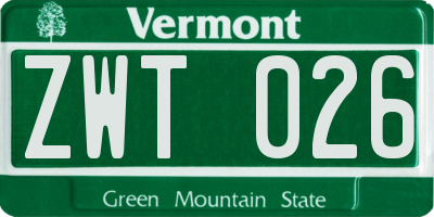 VT license plate ZWT026
