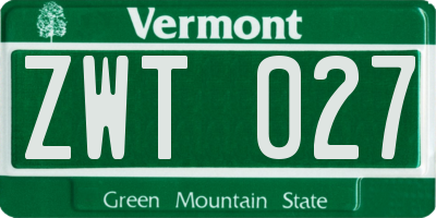 VT license plate ZWT027